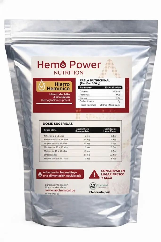 HEMOGLOBINA EN POLVO CONSUMO HUMANO- ALIMENTOS (Bolsa x 25kg.)